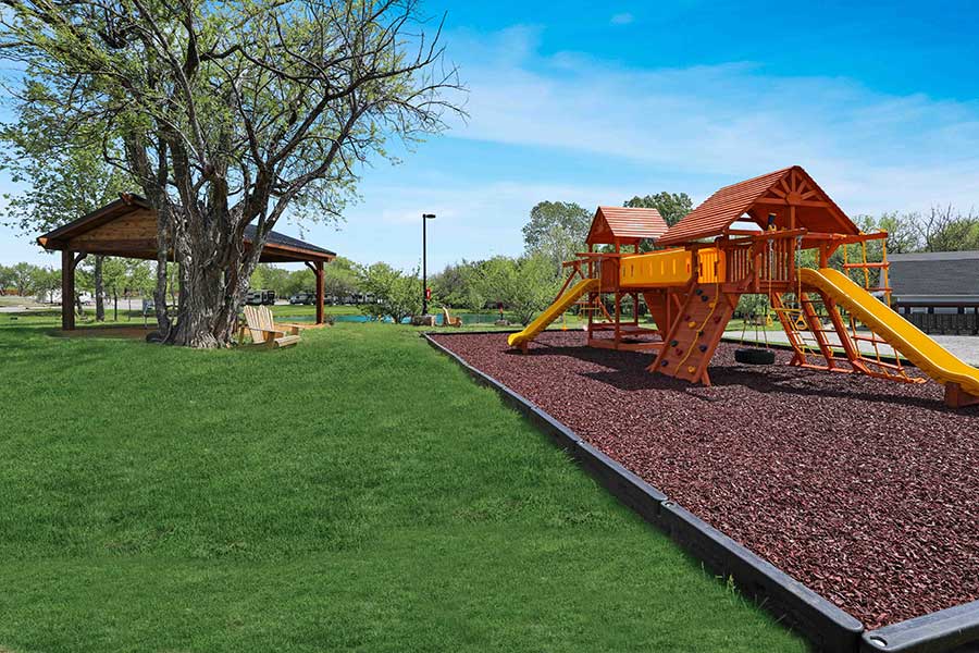 The Farmstead RV Park playground and pavillion